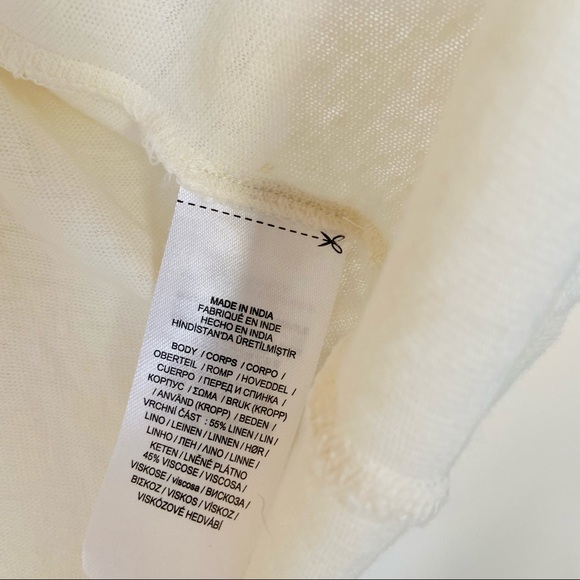 New Ralph Lauren ivory Linen-Blend Blouse long sleeve tessel Top - Picture 4 of 6